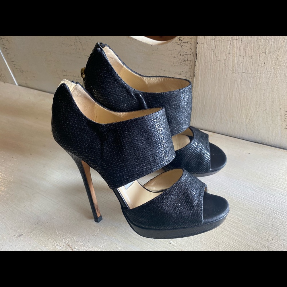 Jimmy Choo Glitter Fabric Private Sandals Heels 35